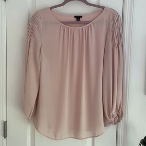 Pink Ann Taylor Pleated Shoulder Blouse